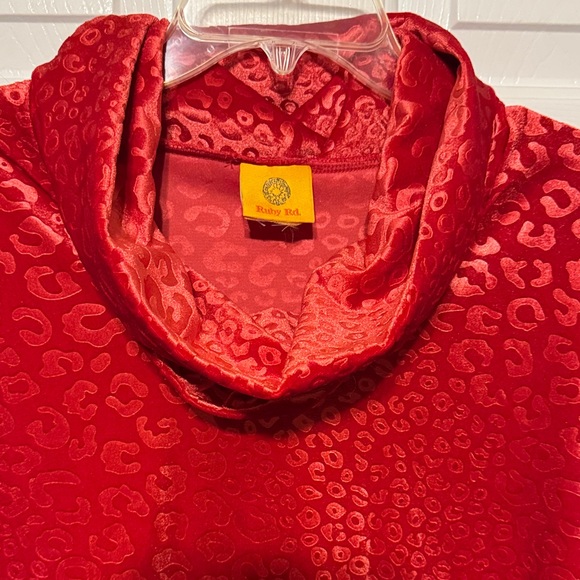 Ruby Rd. Red Cowl Neck Blouse Size Large - Picture 3 of 8